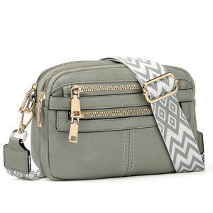 9355 Crossbody Bags , 6-Pockets Cross Body Purse, Vegan Leather Handbags